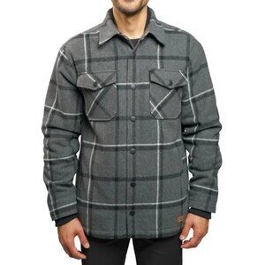 Jachs New York Wool Blend Men's L Plaid Sherpa-Lined Shirt Jacket Gray JCK150